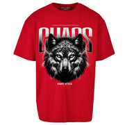 Tricou Oversize Unisex CHAOS WOLF Red