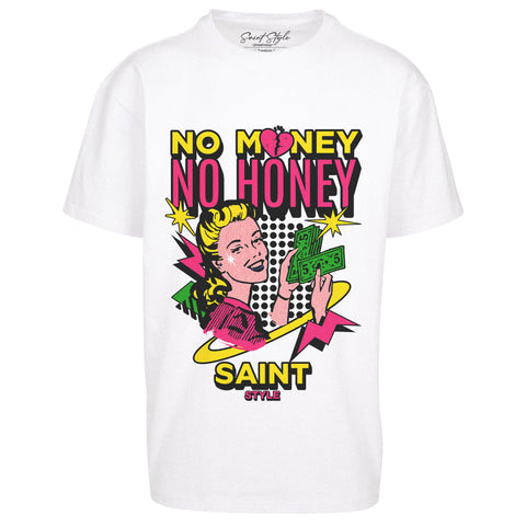 Tricou Oversize Women NO MONEY NO HONEY White