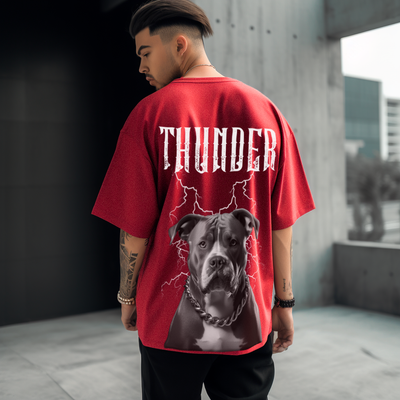 Tricou Oversize Unisex PTB THUNDER Red