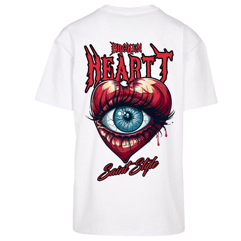 Tricou Oversize Unisex BROKEN HEART CLUB White