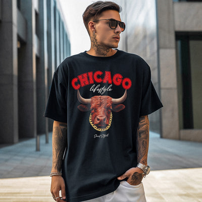 Tricou Oversize Unisex CHICAGO Black