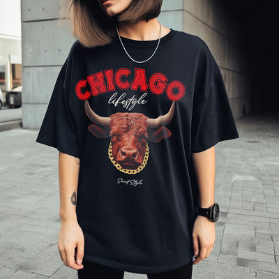 Tricou Oversize Women Chicago Black