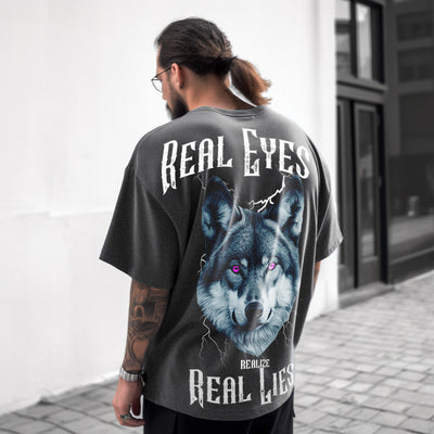 Tricou Oversize Unisex REAL EYES Gri