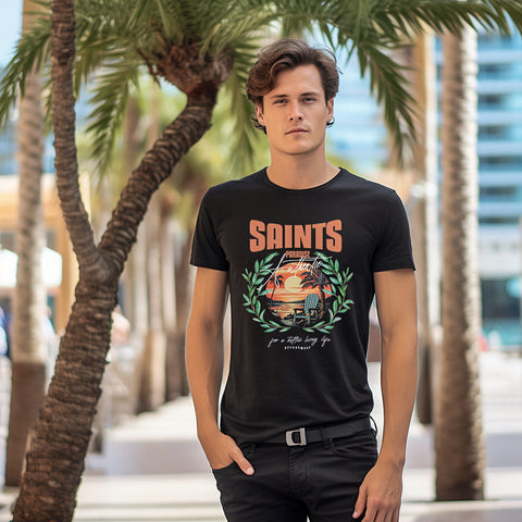 Tricou SlimFit Ultra Cotton SAINTS PARADISE Black