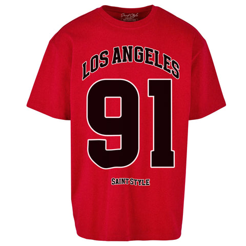 Tricou Oversize Women LOS ANGELES 91 Red