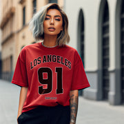 Tricou Oversize Women LOS ANGELES 91 Red