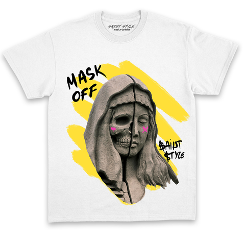 Tricou UNISEX MASK OFF STATUE White