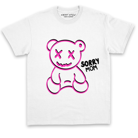 Tricou UNISEX SORRY MOM PINK White