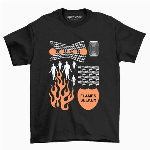 Tricou PREMIUM STR FLAMES SEEKER Black