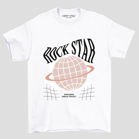 Tricou PREMIUM STR  ROCK STAR White