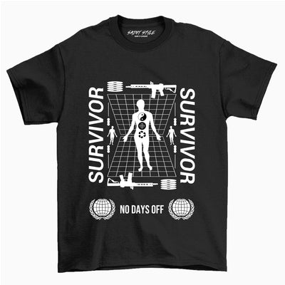 Tricou PREMIUM STR SURVIVOR NO DAYS OFF Black