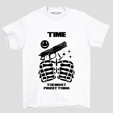 Tricou PREMIUM STR  Time the Most Pricey ThingTime White