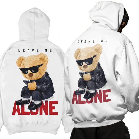 Hanorac Unisex Premium LEAVE ME ALONE White