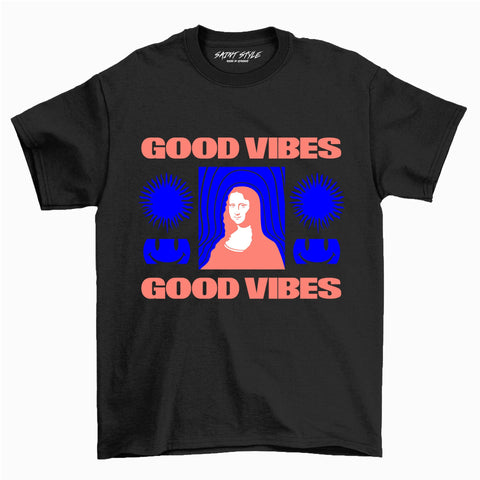 Tricou PREMIUM STR MONA LISA GOOD VIBES Black